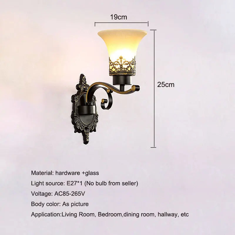 American Living Room Wall Light Luxury Bedroom Bedside Lamp Nordic Creative Living Room Background Wall Room Aisle Glass Light