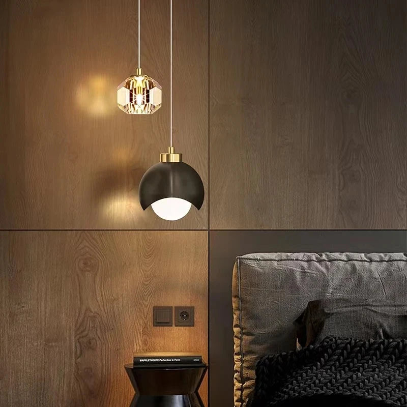 Bedroom Bedside Hanging Pendant Lamp Glass Ball LED Chandelier Lighting Ceiling Modern Interior Home Decor Lights Dining Kitchen