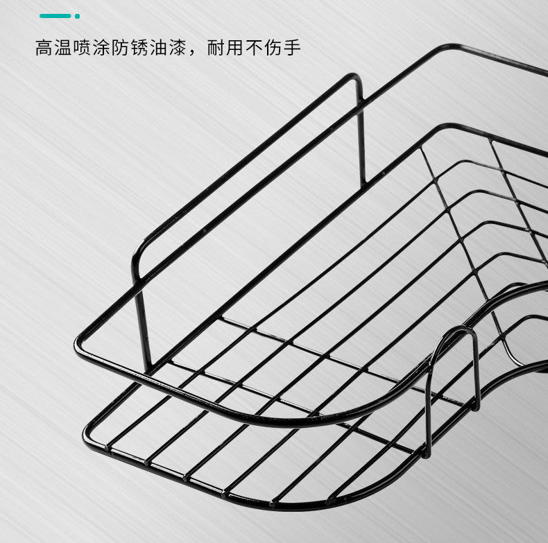 Bathroom Corner Storage Shelves Wall Mounted Rack Shampoo Holder Iron Shower Drain Basket Punch-Free Organizer Bath Accessories