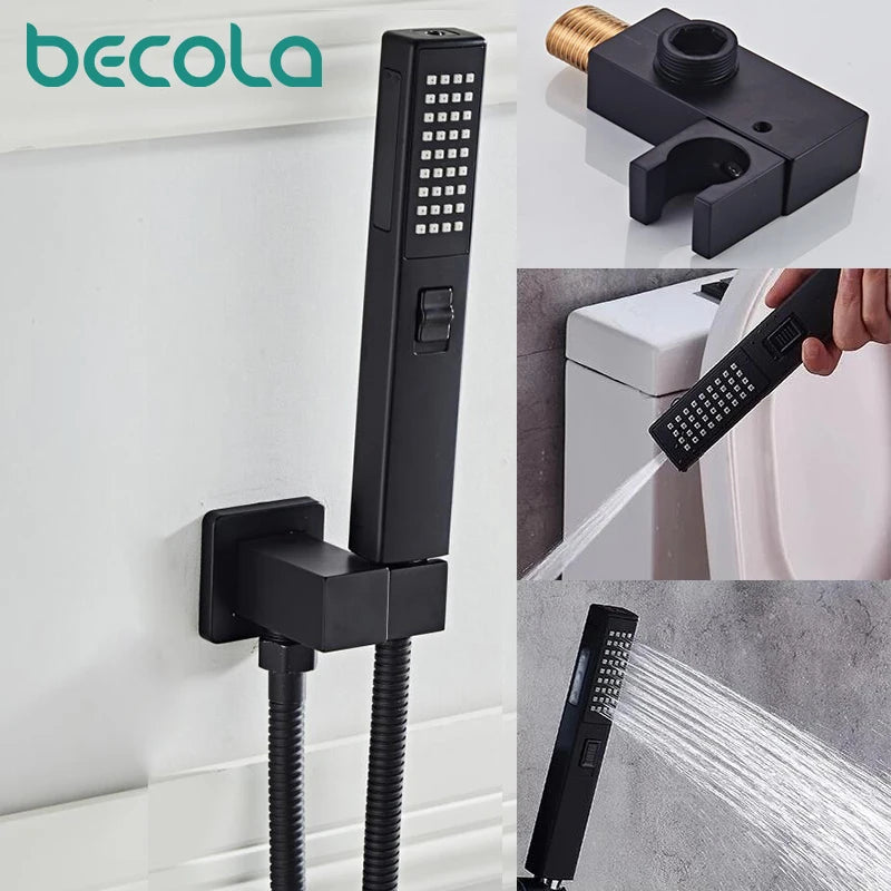 Bathroom Accessories Black Wall ABS Shower Mounting Brackets Black Shower&Spray 2 Function Handheld Sprinkler Balck 150CM Hose