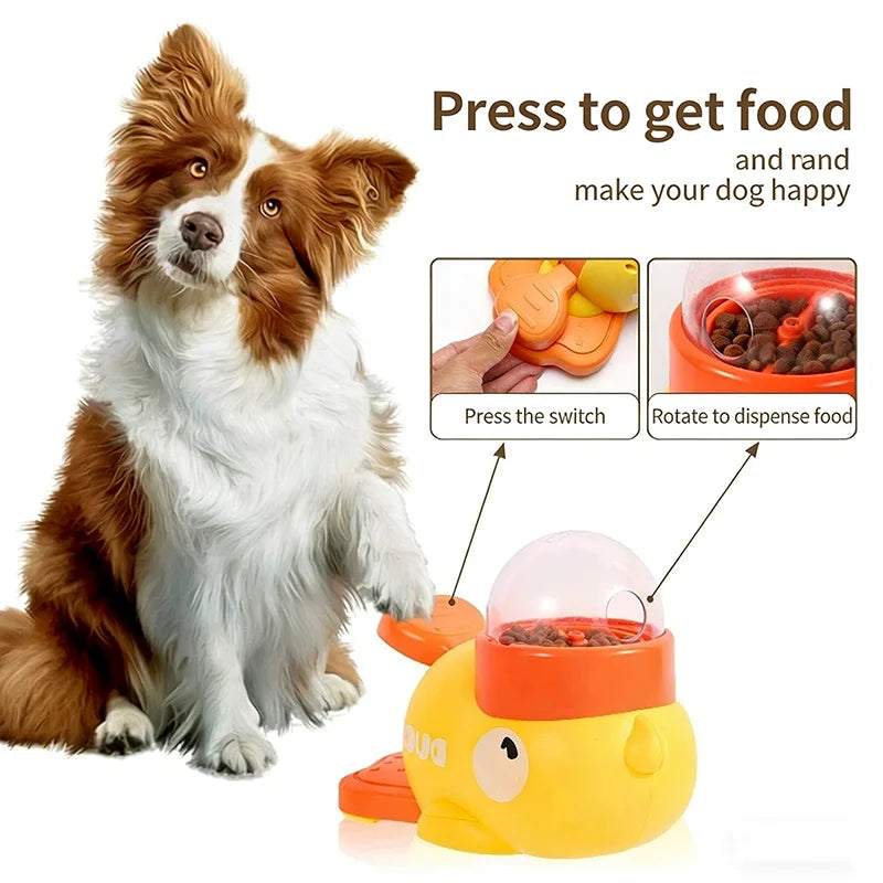 Little Yellow Duck Treat Dispenser Cat Dog Toy Self Play Boredom Relief Interactive Launcher IQ Training Slow Feeder Puzzle Toys
