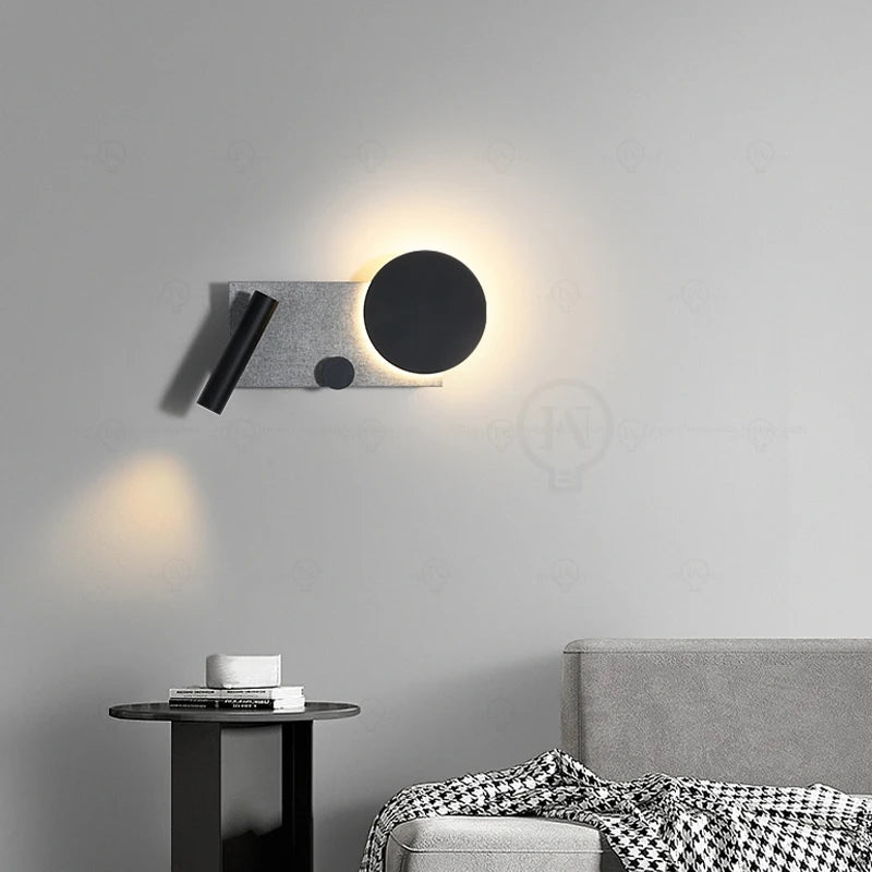Bedroom bedside wall lamp with switch and spotlight, simple and modern Nordic creative personality, adjustable LED pendant light