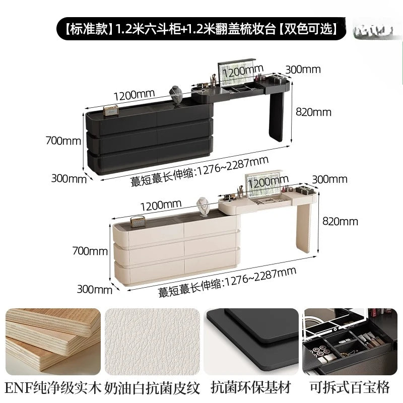 Bedroom integrated very narrow flip retractable storage cream wind French bedside cabinet