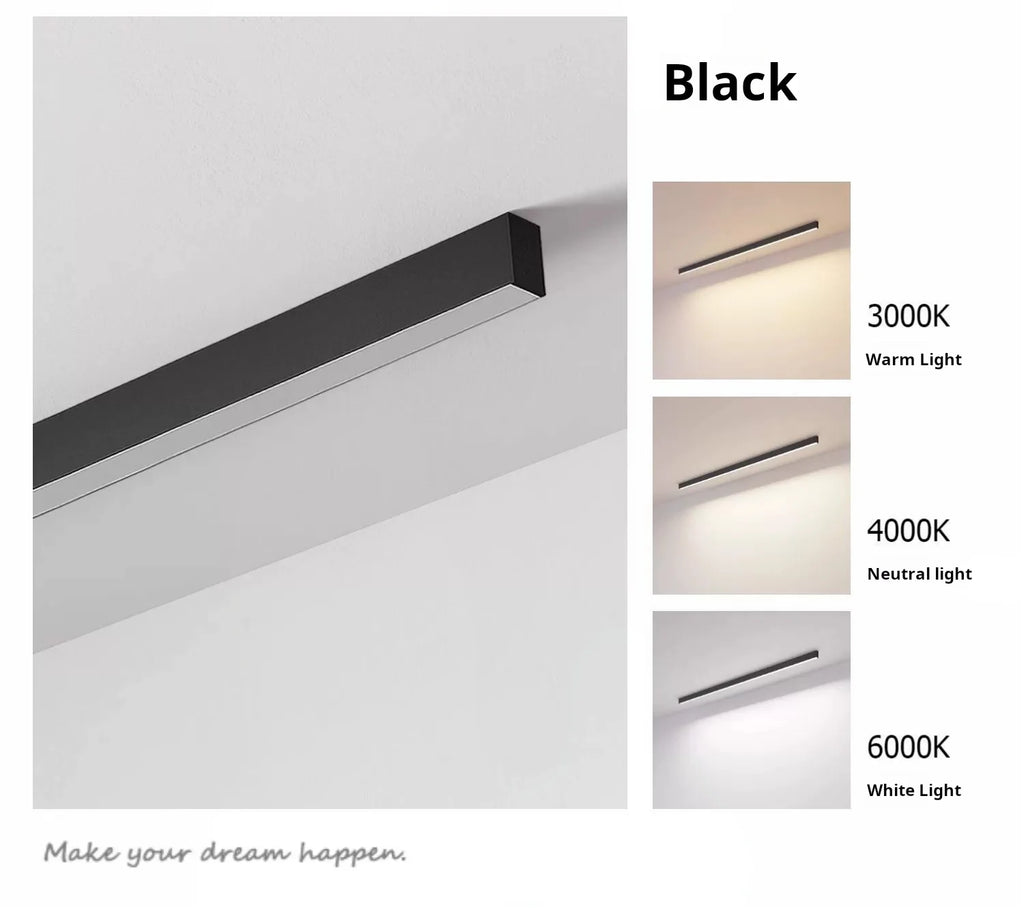 Minimalist Living Room, Bedroom, Balcony, No Main Light, Background Wall Lighting, Long Strip Exposed Linear LED Ceiling Light