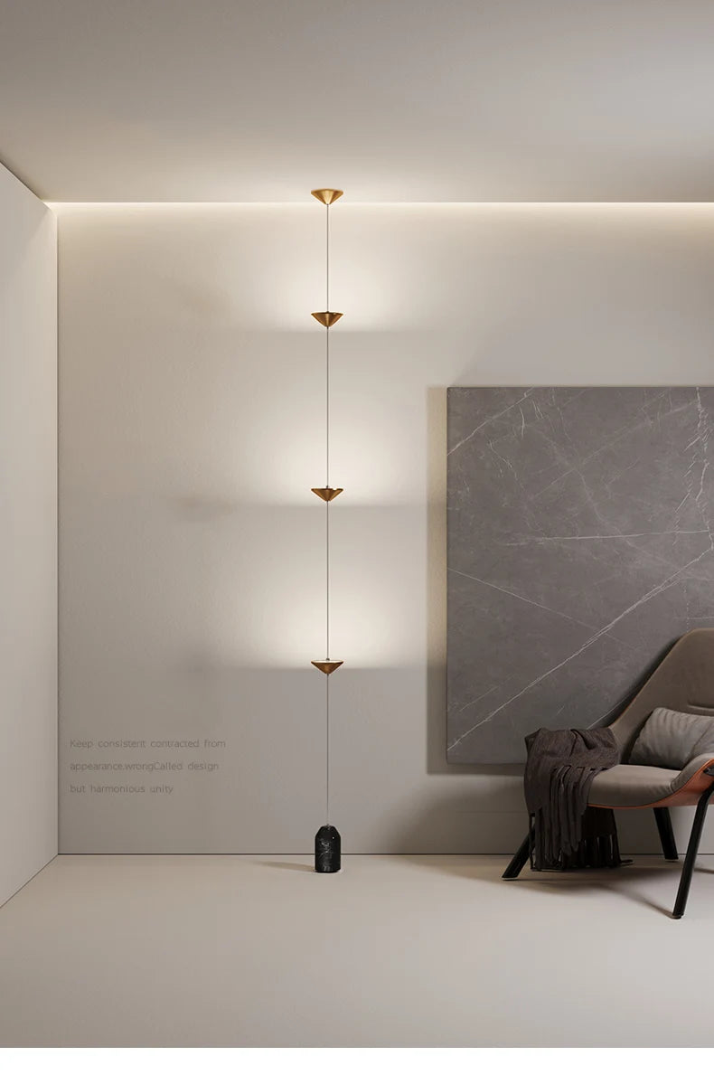 Modern Living Room Hallway Wall Floor Lamp Cone Desigh Art Decorative Iron Hanging Cable Floor Lamp for Bedroom Indoor