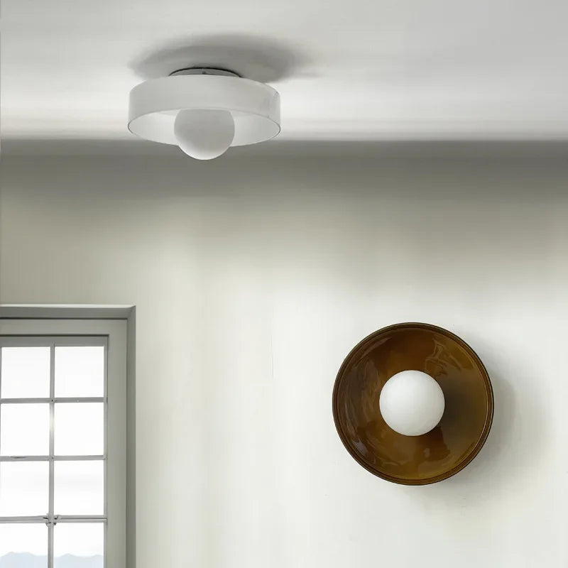 Wall Lamp Minimalist Room Decoration Ceiling Lights For Bedroom Living Room Study Indoor Home Round Glass Illumination Luminaire
