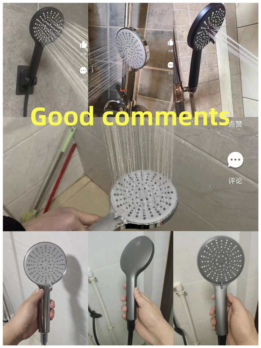 Bathroom 5 Function Shower Head High Pressure Bath Head Water Saving Hand Held Wall Mounted ABS Chrome Shower Rainfall Accessory