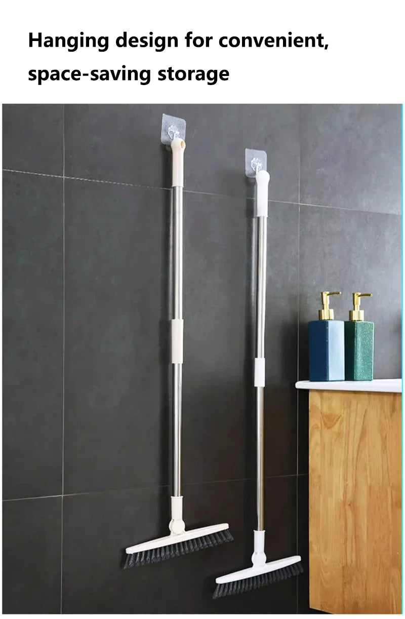 1pc Bathroom Floor Brush For Hotel, Hard Bristle Scrub Brush, Long Handle Bathroom Tub And Tile Cleaning Brush, Without Dead End
