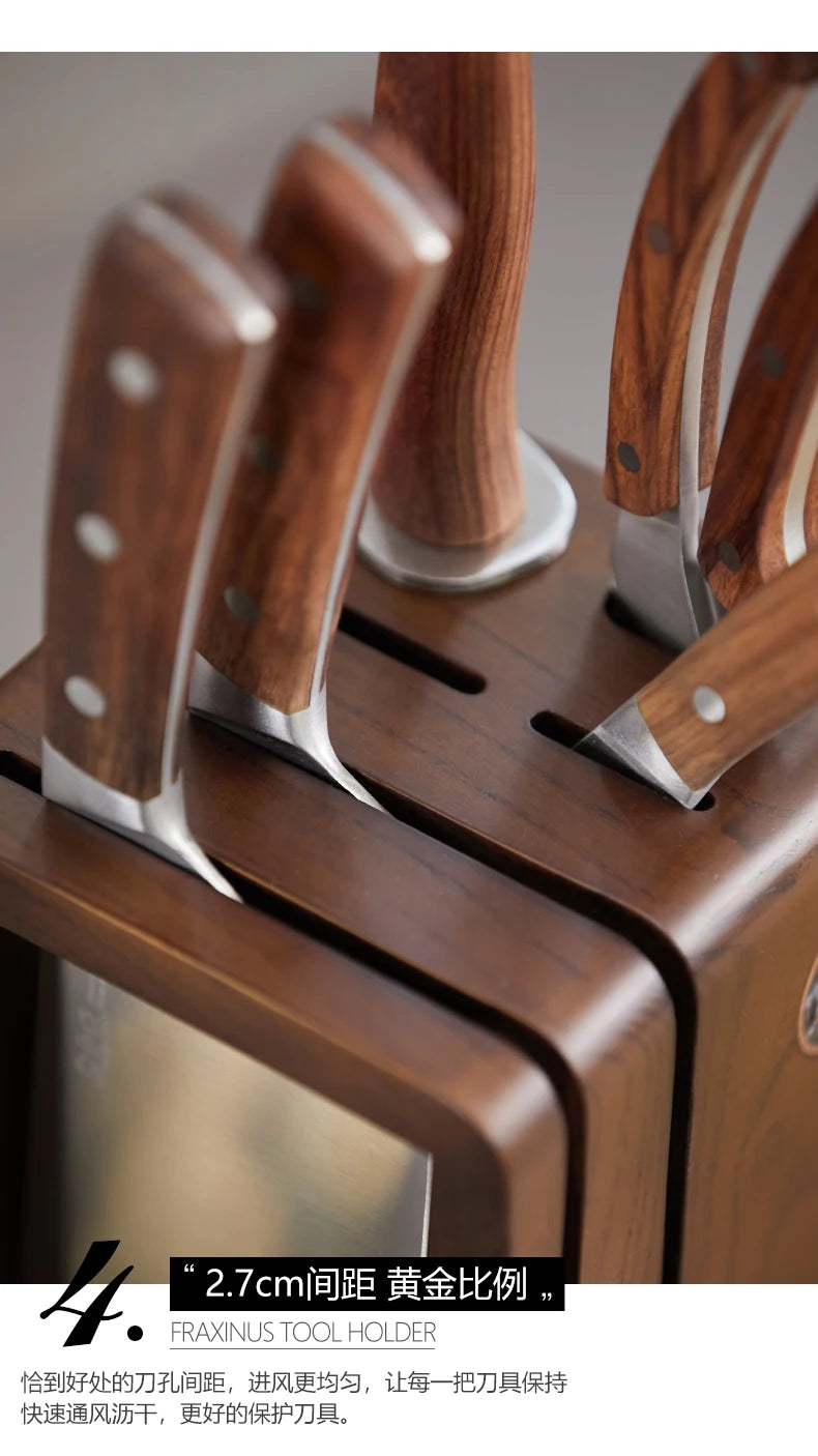 Kitchen countertop solid wood knife storage rack Household knife base Ventilation mould proof drainage knife rack knife case