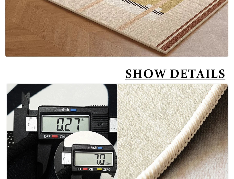Living Room Carpet Waterproof Non-slip Stain-resistant Floor Mat Minimalist Checkered Pattern Rug Large Area Home Decor Mats
