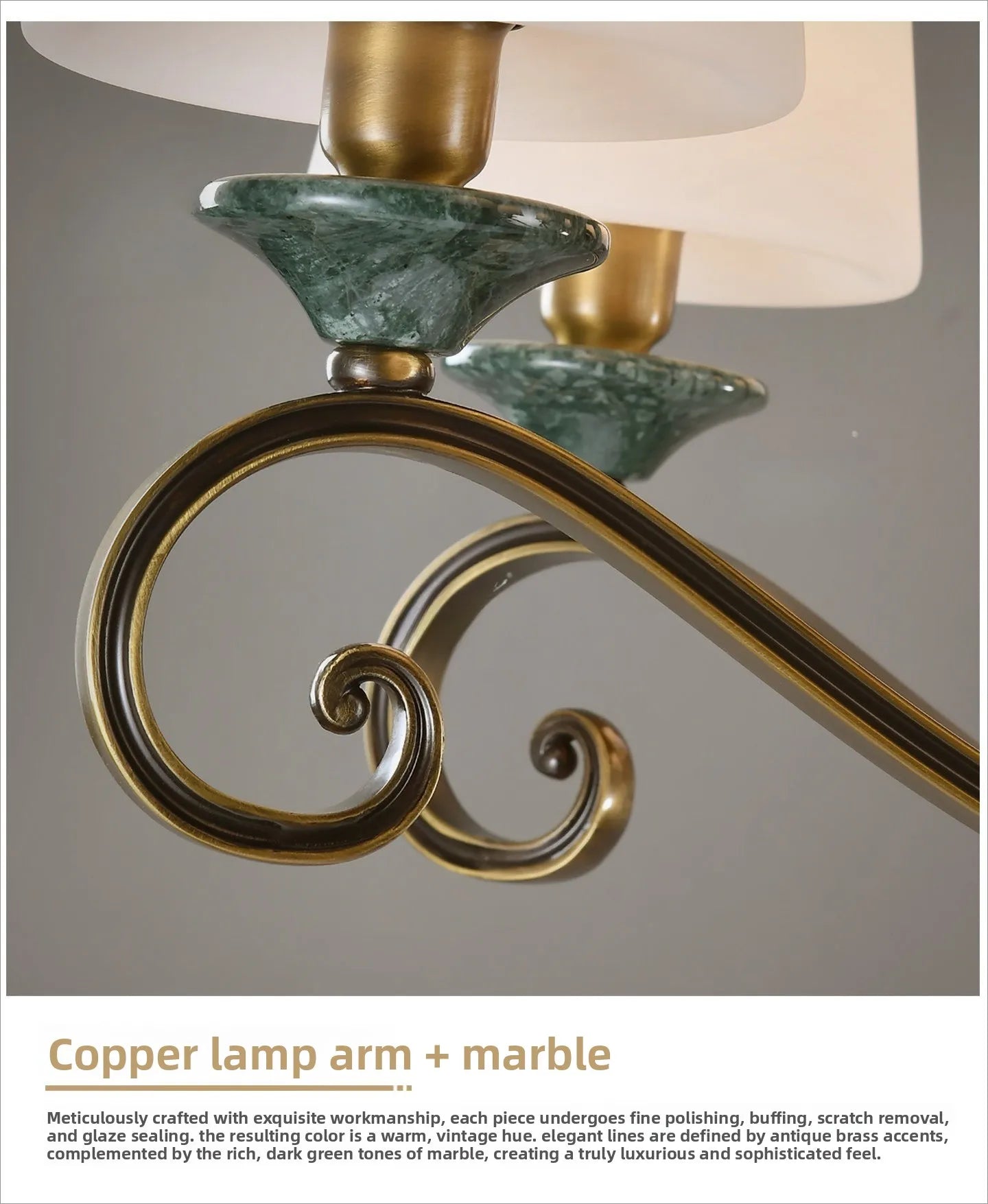 American Simple Country Living Room Bedroom Lighting Simple Pastoral Villa Hall Dining Room Light Marble All Copper Chandelier
