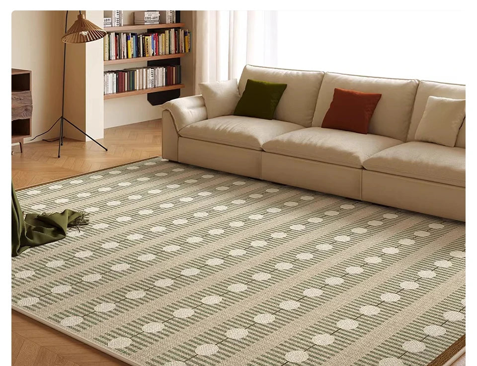 Living Room Carpet Waterproof Non-slip Stain-resistant Floor Mat Minimalist Checkered Pattern Rug Large Area Home Decor Mats