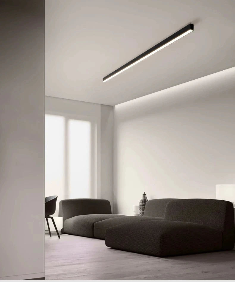 Minimalist Living Room, Bedroom, Balcony, No Main Light, Background Wall Lighting, Long Strip Exposed Linear LED Ceiling Light