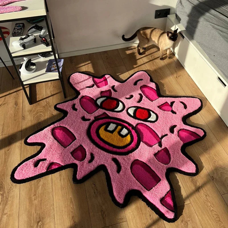 Simple Study Room Cloakroom Plush Non-slip Rugs Irregular Pink Bedroom Bedside Soft Carpet Creative Living Room Decoration Rug
