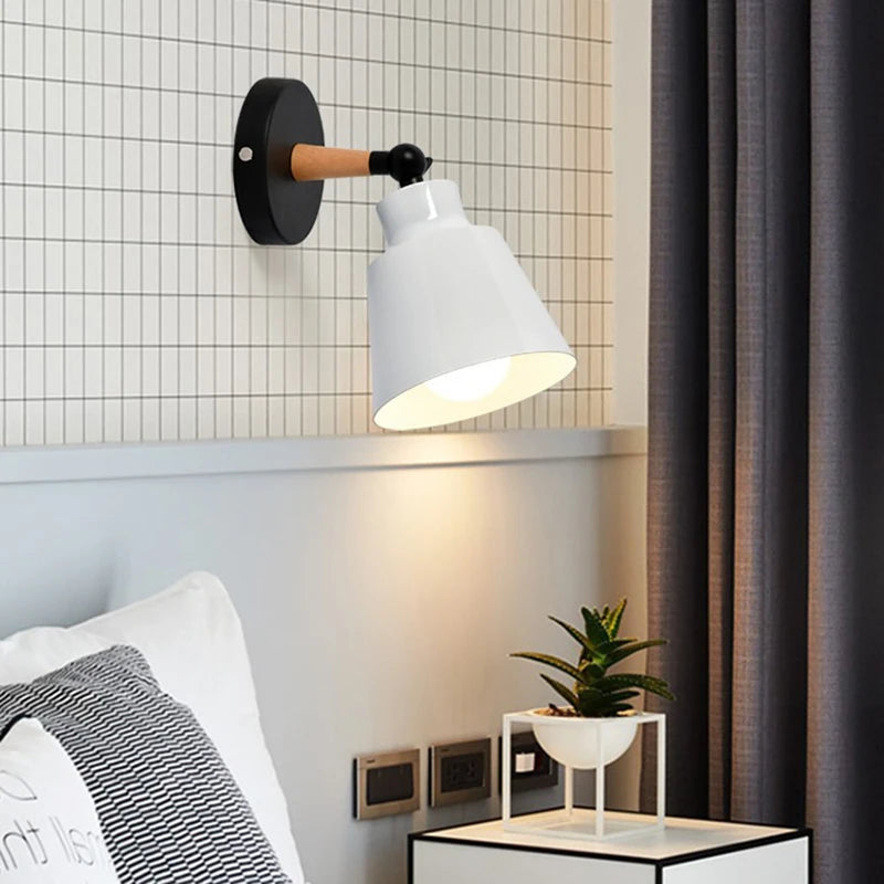Nordic solid wood bedroom wall lamp modern minimalist Macaron LED wall lamp creative living room corridor bedside wall lamp