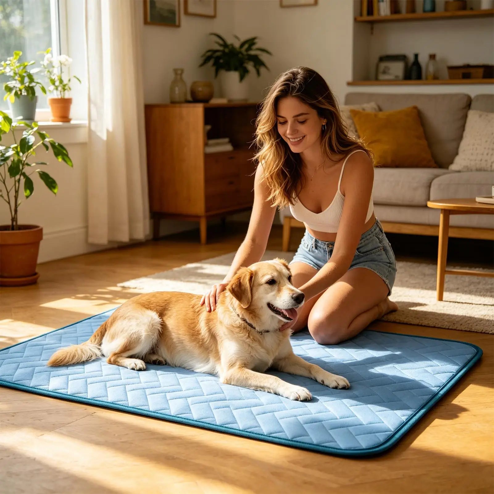 Pet Cooling Mat Pet Ice Silk Cold Pad Dog Foldable Cooling Mat for Outdoor Indoor Backyard Balcony Home Living Room Bedroom