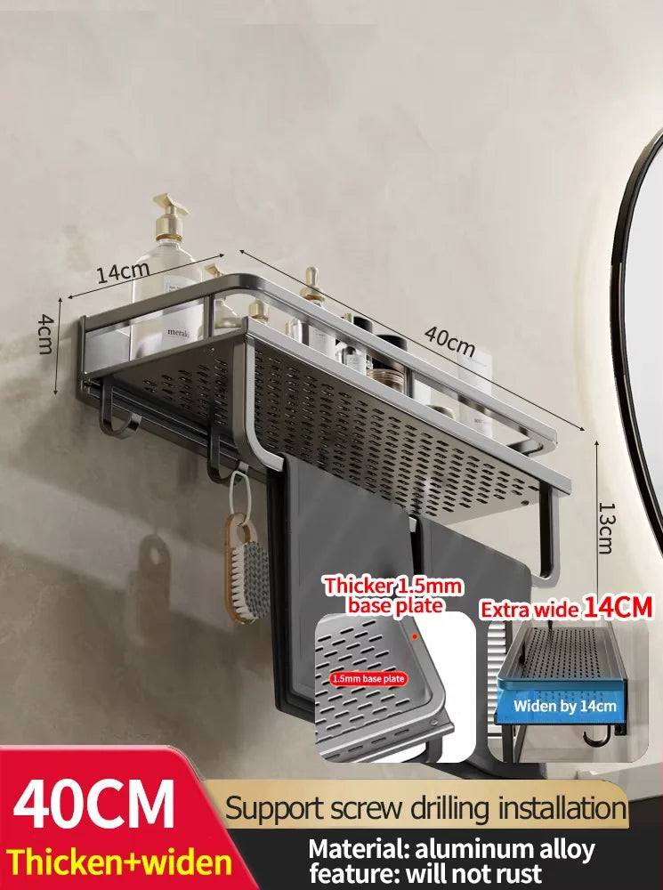 Bathroom Rack Bathroom Shelf Toilet Space Aluminum Hanging Rack Bathroom Organizer Hang on the Wall