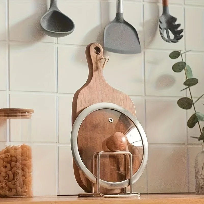Kitchen stainless steel chopping board rack, chopping board holder, household storage rack, thick double-layer storage pot rack