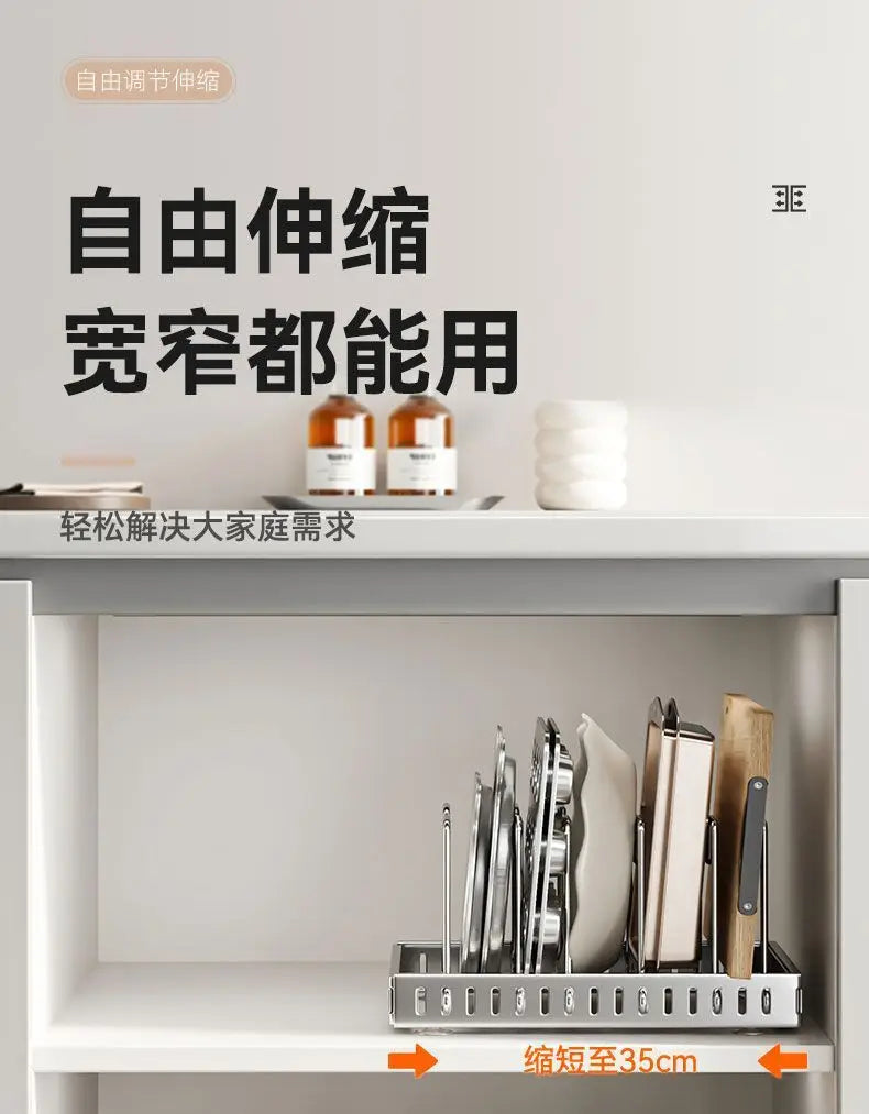 Kitchen Pot Lid Rack Countertop Organizer Cookware Storage
