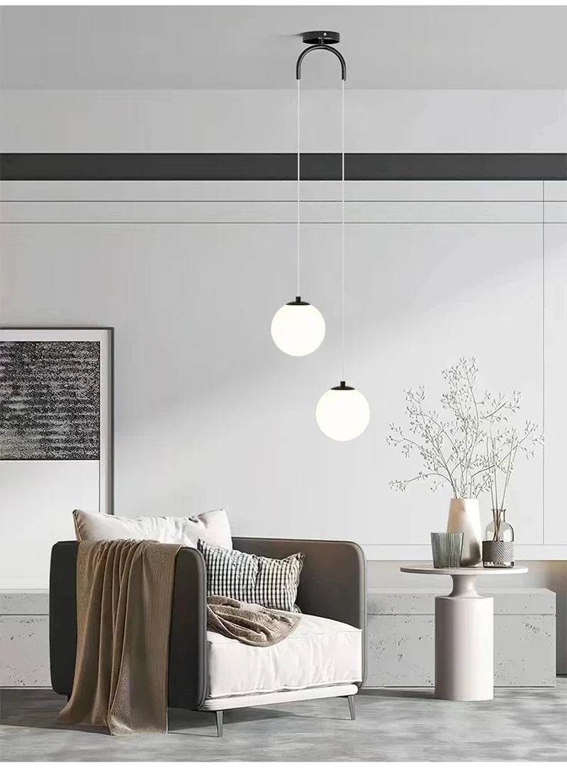 Bedroom Bedside Hanging Pendant Lamp Glass Ball LED Chandelier Lighting Ceiling Modern Interior Home Decor Lights Dining Kitchen