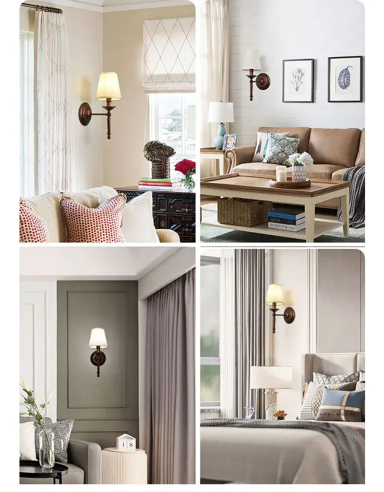 Retro Bedroom Bedside Wall Lamp Modern Simple European Style Hotel Living Room Study Corridor Wall Light Mirror Headlight