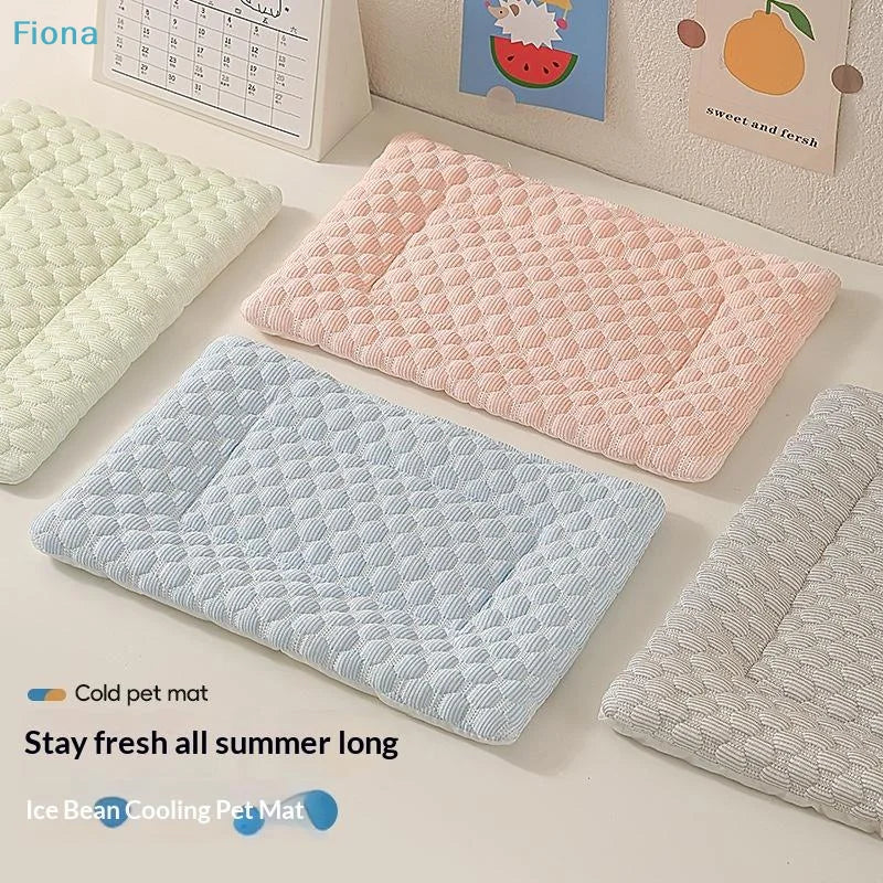 ✔Pet Ice Pad Cool Feeling Mat Breathable Non Slip Summer Dogs Cats Hamsters Small Pets Cool Down Heat Relief Sleeping Nest