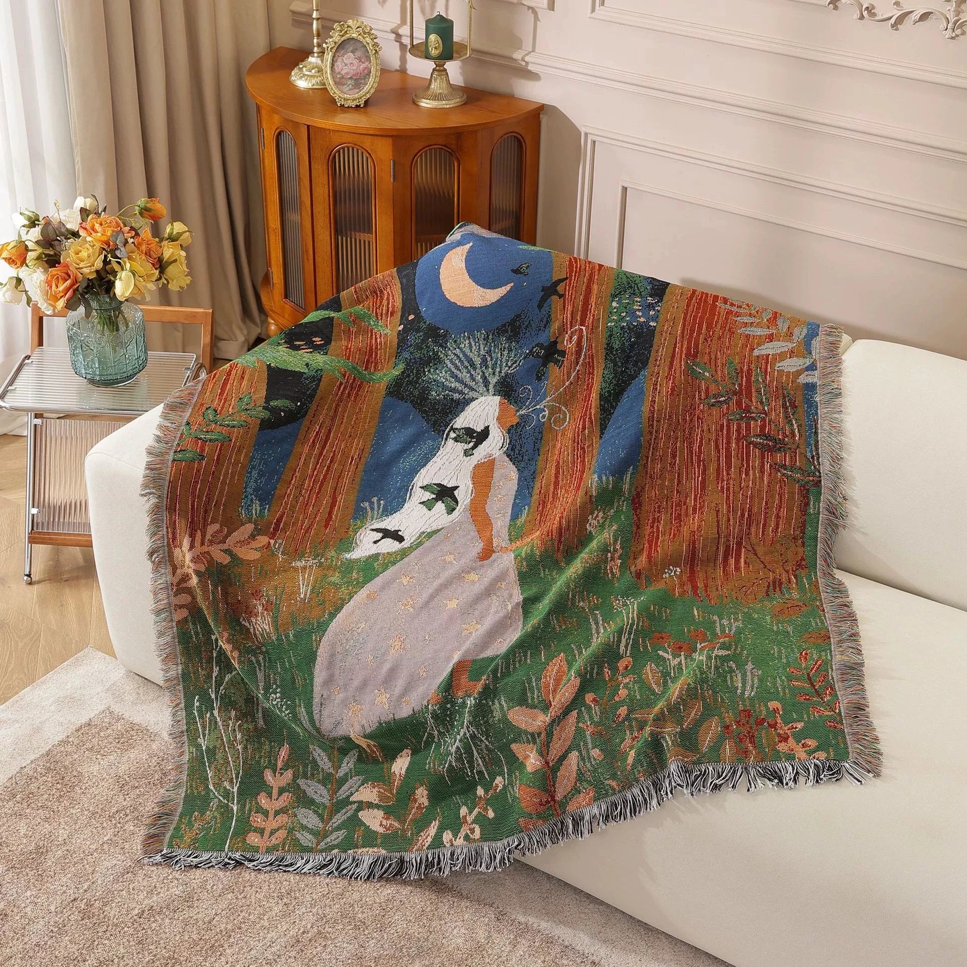 Nordic Style Artist Blankets for Beds Retro Art Bedroom Decoration Tapestry Leisure Ladies Picnic Blanket Outdoor Camping Mat