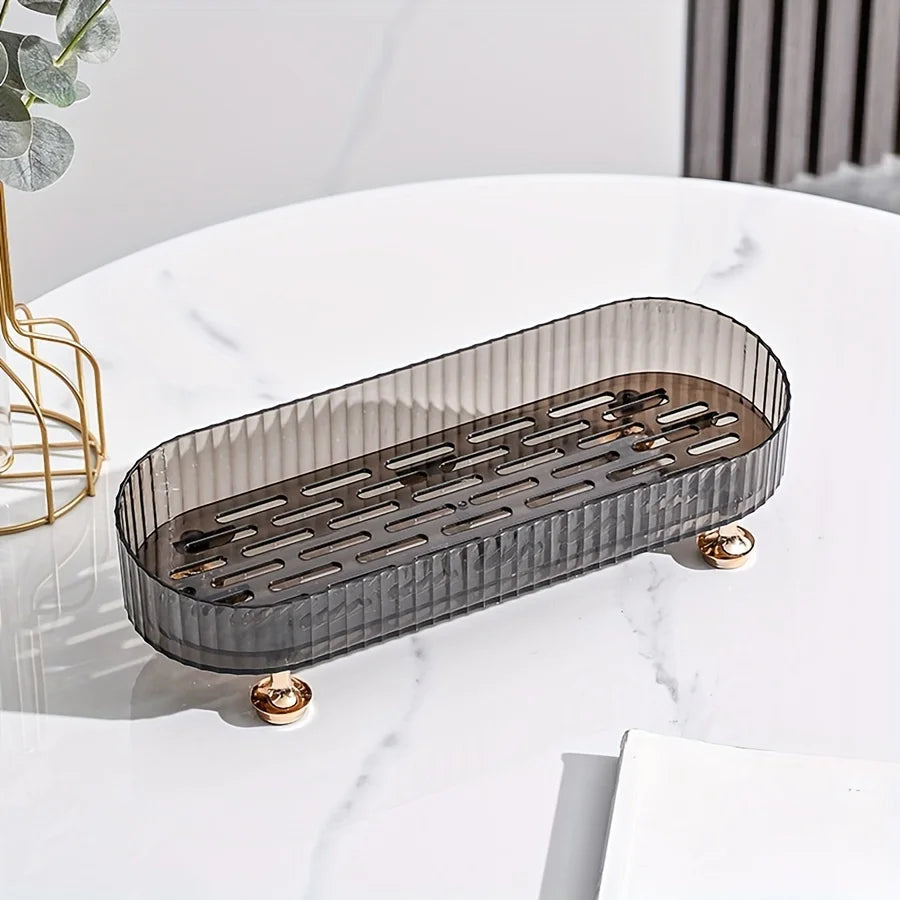 Bathroom Vanity Tray, Acrylic Makeup Perfume Organizer for Dresser, Decorative Organizer Countertop for Skincares, Cosmetics