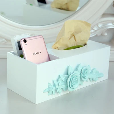 Living Room Multifunctional Wooden Tissue Storage Box,Household Tea Table, Remote Control Rack