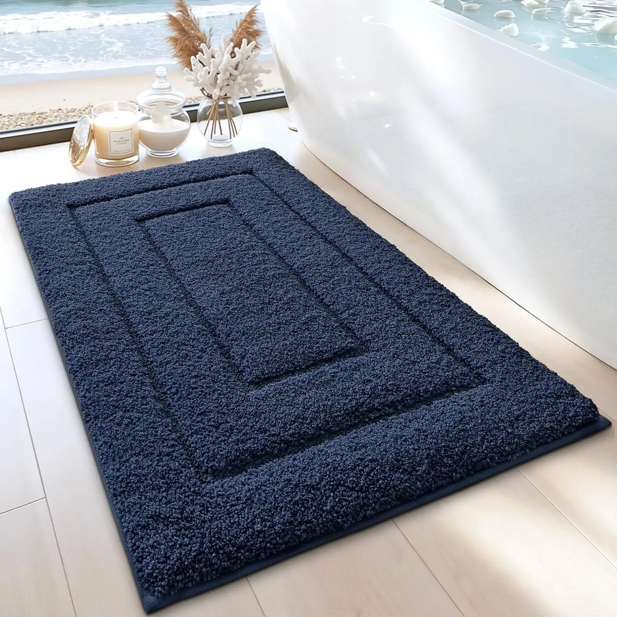 Bathroom Rug, Non Slip Washable Bath Mat for Shower Floor, Absorbent Soft Bathmat with TPR Backing, Quick Dry Microfiber Carpet
