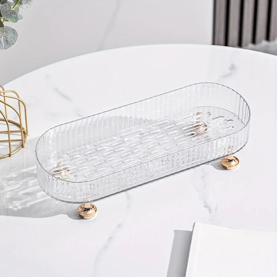 Bathroom Vanity Tray, Acrylic Makeup Perfume Organizer for Dresser, Decorative Organizer Countertop for Skincares, Cosmetics