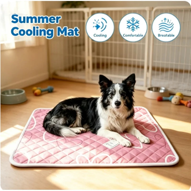 Summer Pet Cooling Mat Cool Pad for Dogs Cats Sweat Absorbing Non-heat Design Suitable for Small to Extra Large Pets