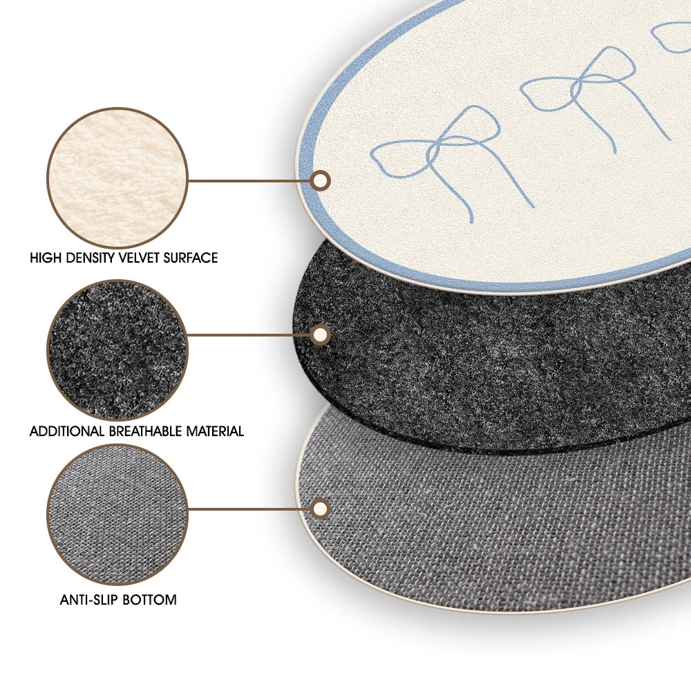 Bathroom Mat Bow Carpet Faux Cashmere Bedroom Bedside Bathroom Mat Moisture-Absorbing Floor Mat Door Floor Mat Round Carpet